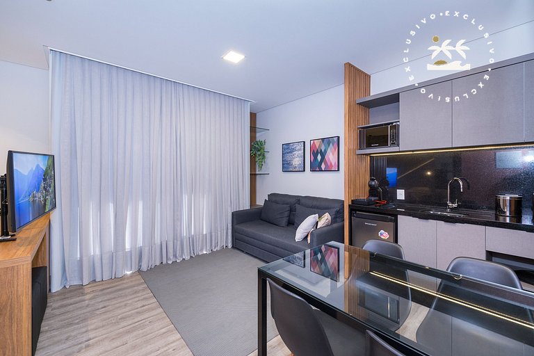 Aion 202 - Loft c/ cozinha - 50 metros da Praia